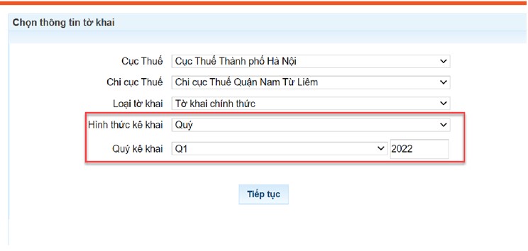Bước 5: Chọn hình thức và kỳ kê khai