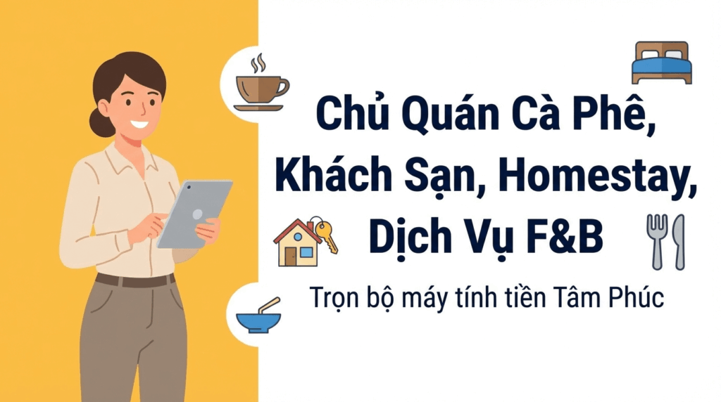 Trọn Bộ Máy Tính Tiền Và Phần Mềm Bán Hàng Cho Quán Cà Phê, Khách Sạn, Homestay, Dịch Vụ F&B Từ Tâm Phúc